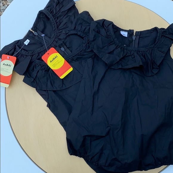 Black ruffle neck zip back romper onesie - Picture 2 of 3